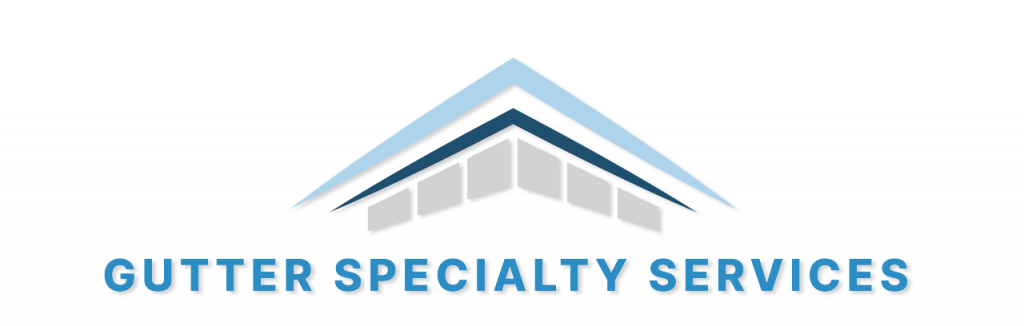 The logo for gutter specialty services shows a roof with a triangle on it.